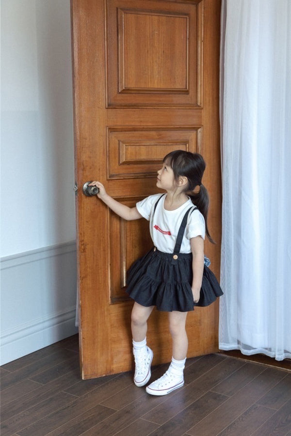 即納 Black denim skirt – andtete