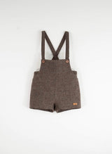 Brown woollen short romper suit with pockets