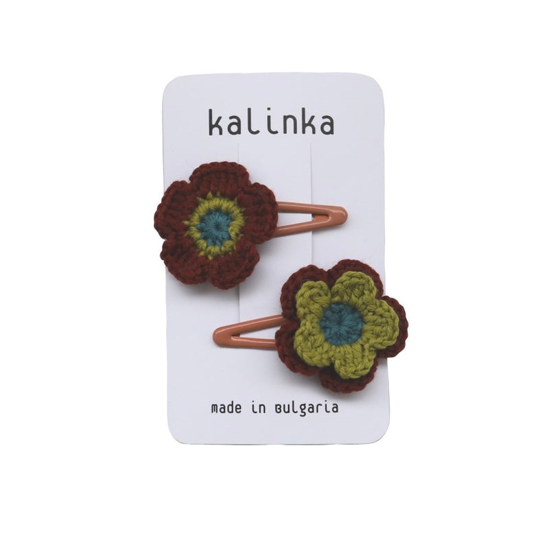 Flower Clip Set - chestnut/pistachio