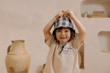 Pottery Blue Gingham Bucket Sun Hat