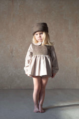 Sand romper suit with skirt and baby collar