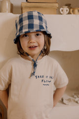 Pottery Blue Gingham Bucket Sun Hat