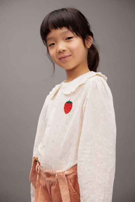 Strawberry emb schiffli blouse