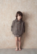 Brown plaid woollen coat with collar