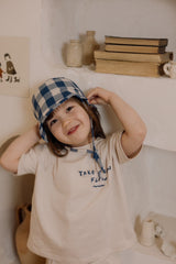 Pottery Blue Gingham Bucket Sun Hat