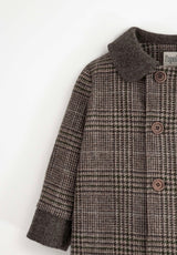 Brown plaid woollen coat with collar