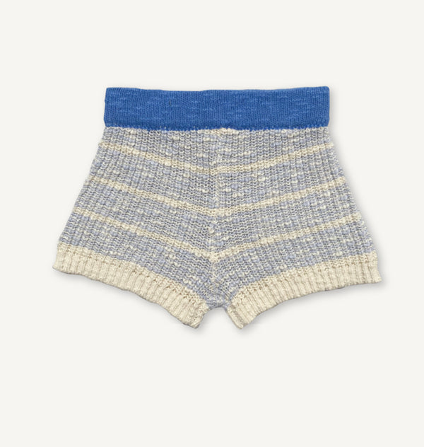 Organic Textured Rib Shorts -Aqua/Milk