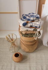 Pottery Blue Gingham Bucket Sun Hat