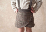 Brown plaid crossover short skirt with straps