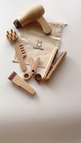 Wooden barber set