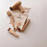 Wooden barber set